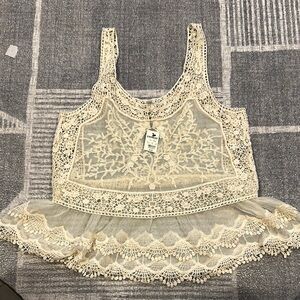Express Cream Lace Top